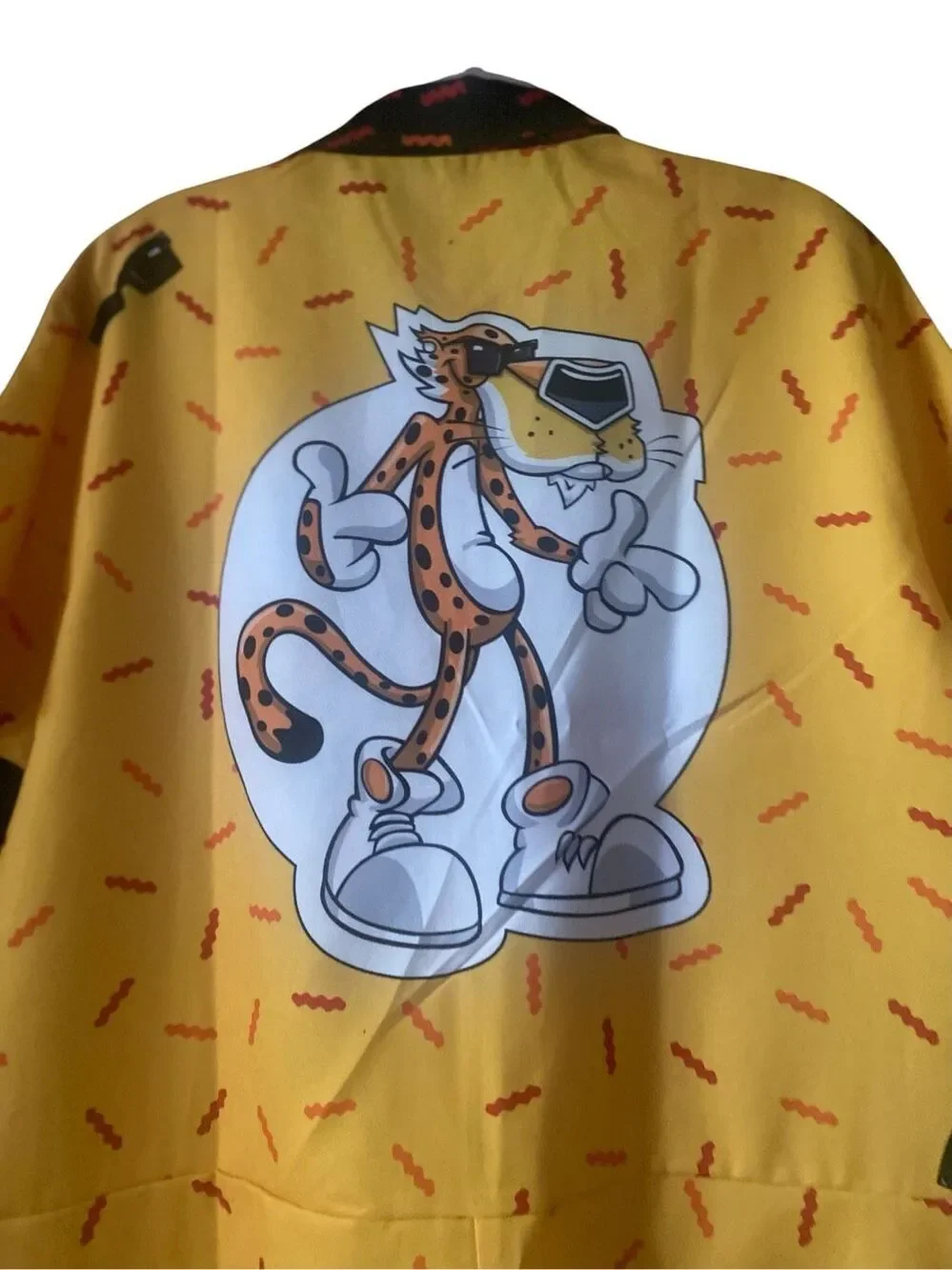 Cheetos Mac N Cheese Yellow Zip Front Jumpsuit Adult Costume Pajamas Large
